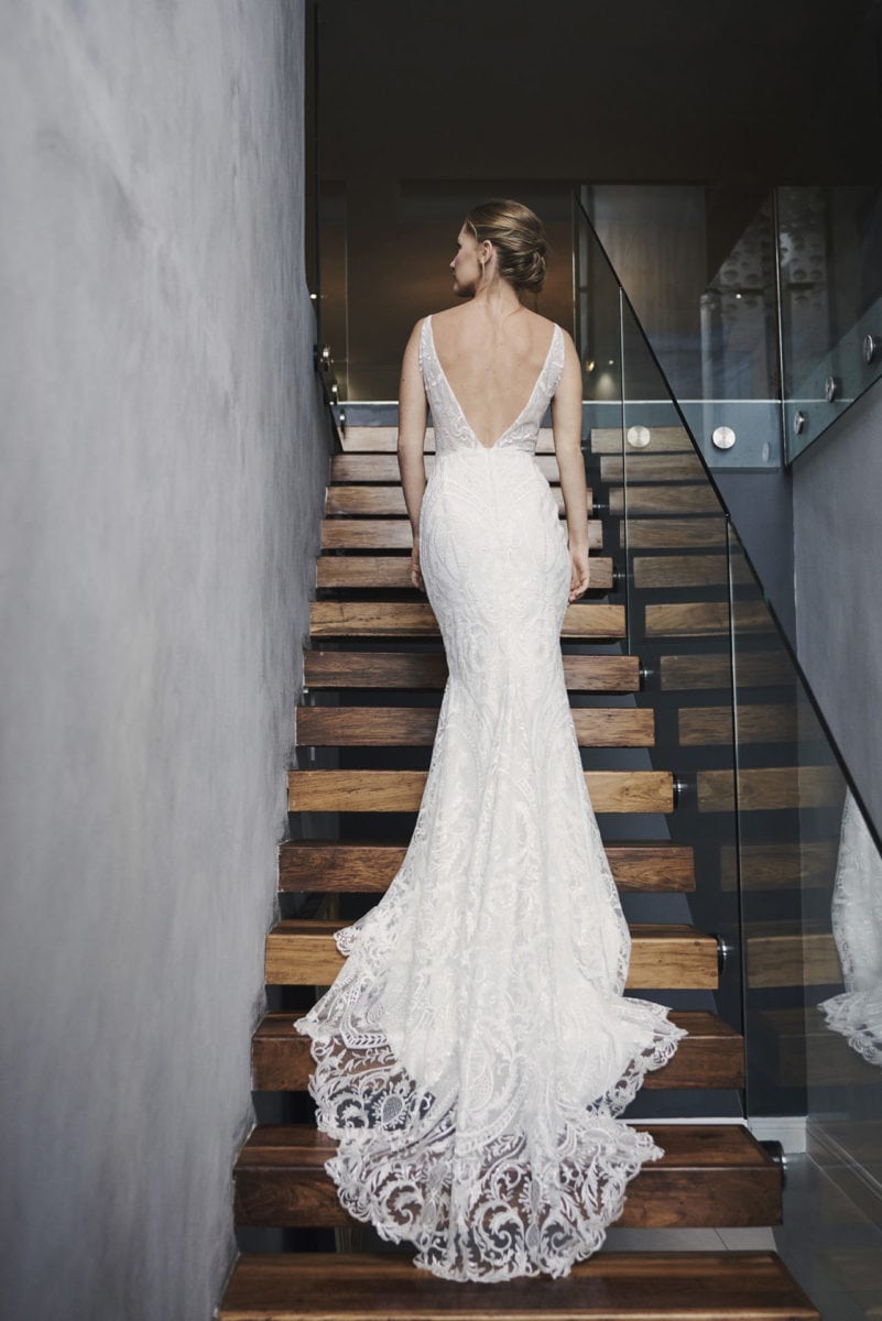 Robyn roberts designer lace wedding gown train